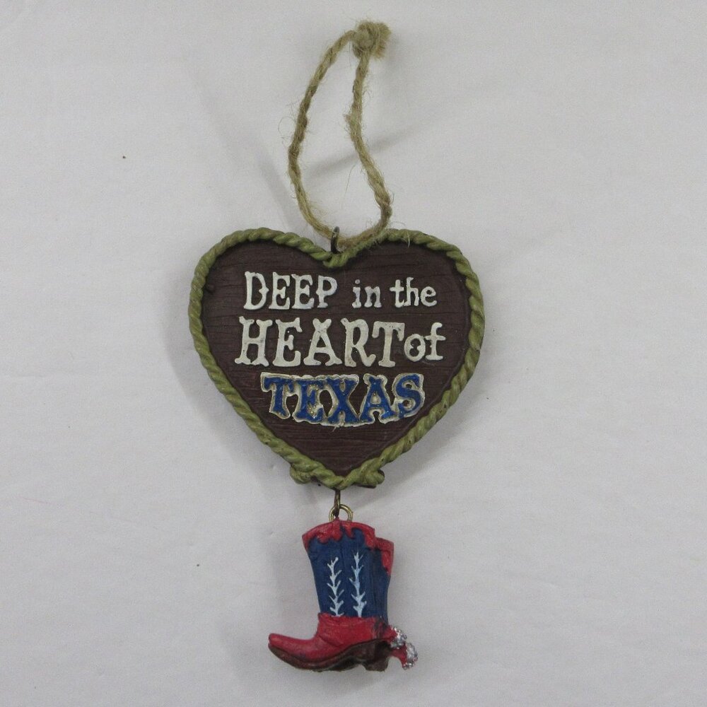 HEB Christmas Ornament "Deep In The Heart of Texas" Resin Cowboy Boot